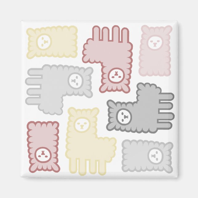 Aimant Motif de puzzle de lama pastel mignon (Devant)