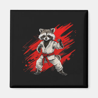 Aimant Motif de raton laveur de karaté Taekwondo Jiu-Jits