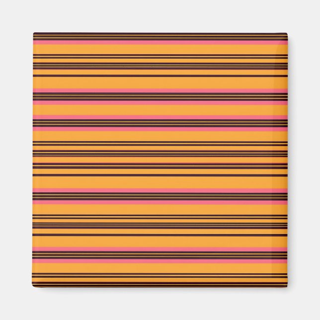Aimant Motif de rayure horizontale rose orange gras (Devant)