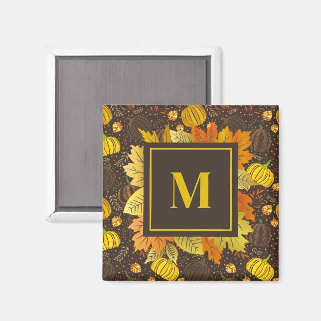 Aimant Motif de récolte de citrouilles d'automne (Recto/Verso)
