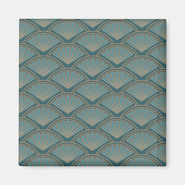 Aimant Motif de style Art déco en bleu turquoise (Devant)