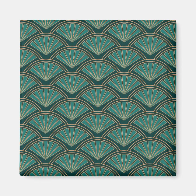 Aimant Motif de style Art déco en vert turquoise (Devant)