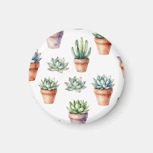 Aimant Motif de succulentes à l'aquarelle