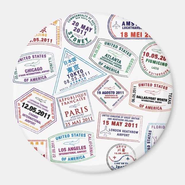 Aimant Motif de tampon de passeport Imprimer (Devant)