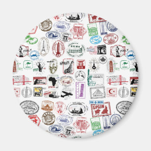 Aimant Motif de timbres de voyage