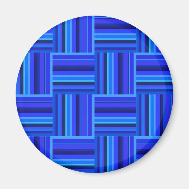 Aimant Motif de tissage à bandes bleues (Devant)