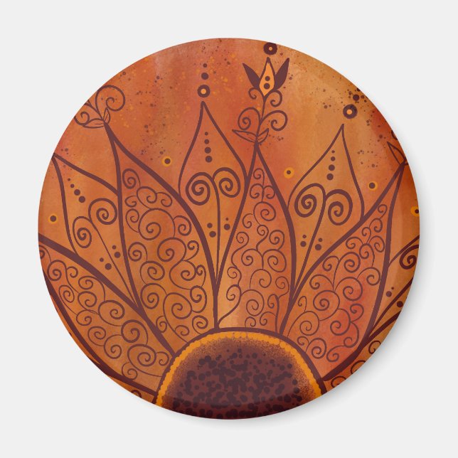 Aimant Motif de tournesol Abstrait (Devant)