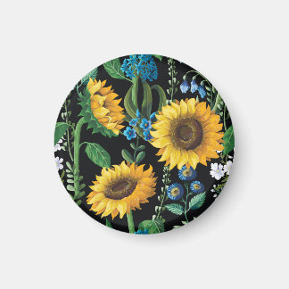 Aimant Motif de tournesol Arrière - plan noir