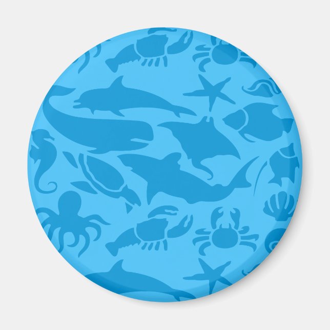 Aimant Motif de vie marine bleue (Devant)