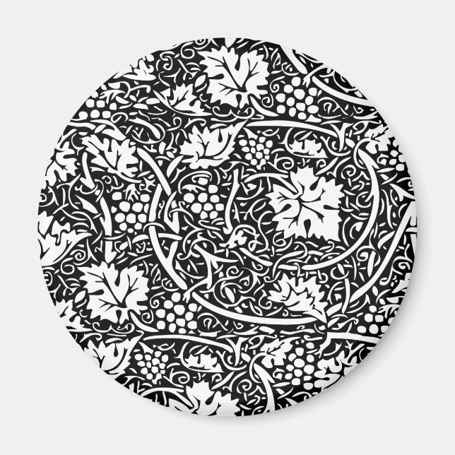 Aimant Motif de vigne de raisin noir et blanc de William  (Devant)
