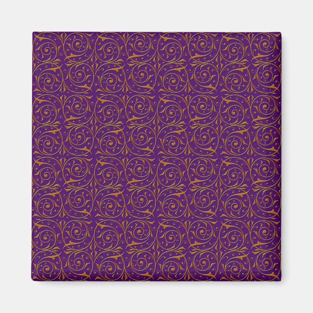 Aimant Motif de vigne or et violet (Devant)