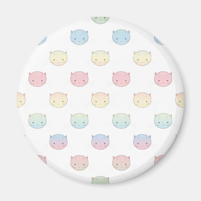 Aimant Motif de visages de chatons pastel mignons (Devant)