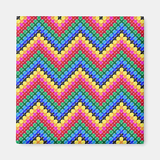 Aimant Motif de zigzag coloré (Devant)
