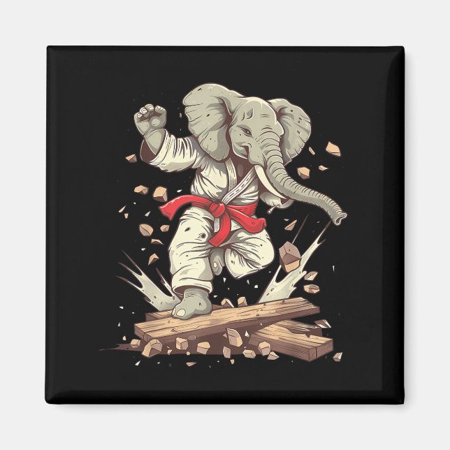 Aimant Motif d'éléphant de karaté Taekwondo Kickboxing (Devant)