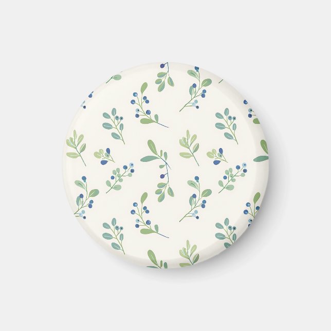 Aimant Motif délicat de myrtille et d'eucalyptus (Devant)