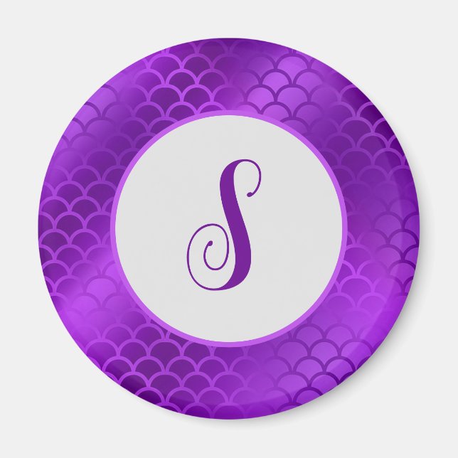 Aimant Motif des échelles de sirène violet initiales pers (Devant)