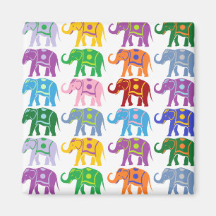 Aimant Motif des éléphants décoratifs colorés