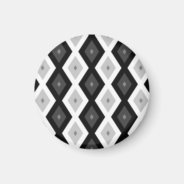 Aimant Motif diamant noir, blanc et gris (Devant)