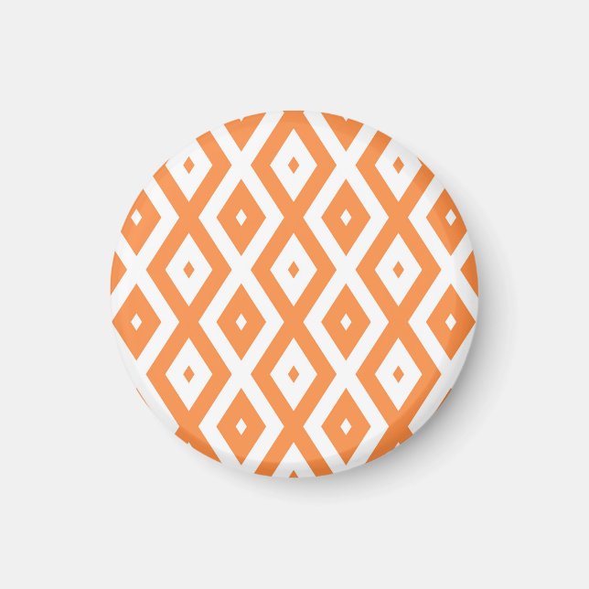 Aimant Motif diamant orange et blanc (Devant)