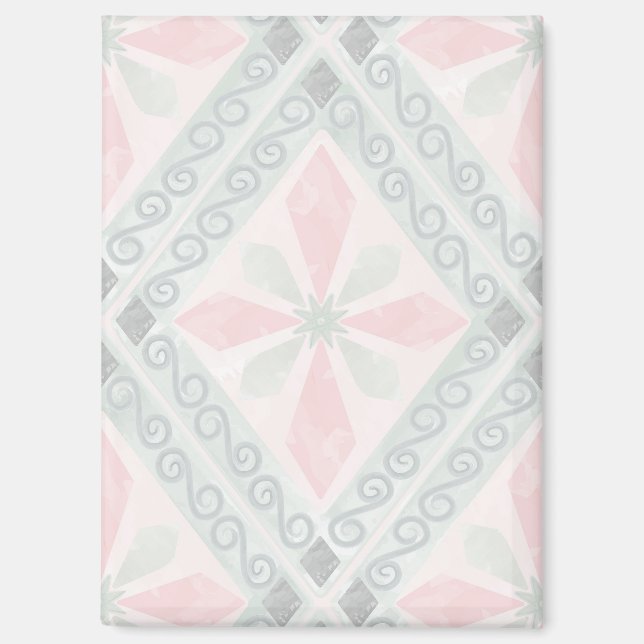 Aimant Motif diamant pastel vert et rose (Recto)