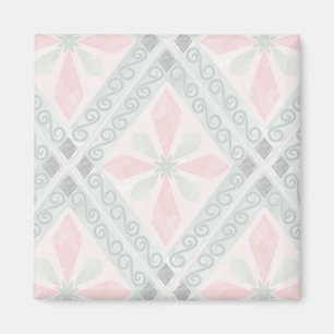 Aimant Motif diamant pastel vert et rose