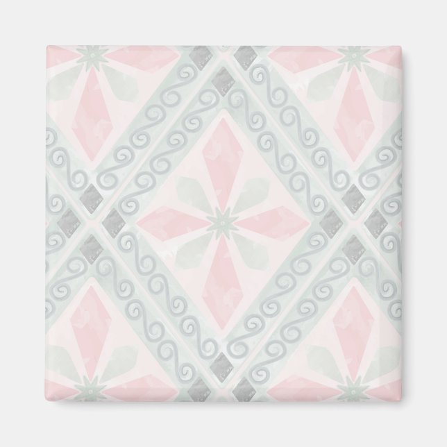 Aimant Motif diamant pastel vert et rose (Devant)