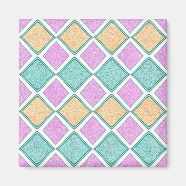 Aimant Motif diamant prisme Harlequin pastel (Devant)
