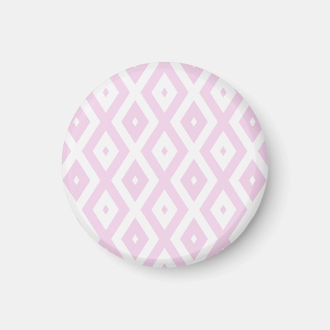 Aimant Motif diamant rose pâle et blanc (Devant)