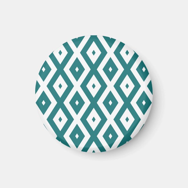Aimant motif diamant turquoise et blanc (Devant)