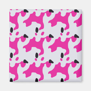 Aimant Motif d'impression de vache rose et noire