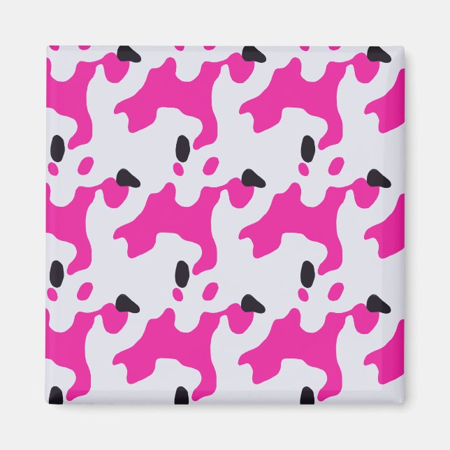 Aimant Motif d'impression de vache rose et noire (Devant)