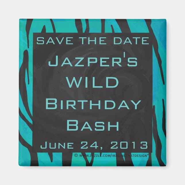 Aimant Motif d'impression Turquoise et noir de tigre de m (Devant)