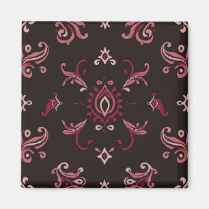 Aimant Motif d'ornement floral en damas de Bourgogne