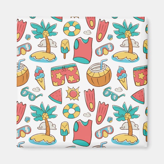 Aimant motif drôle vacances d'été plage (Devant)