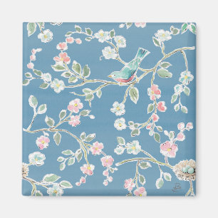 Aimant Motif du printemps - Oiseaux et fleurs