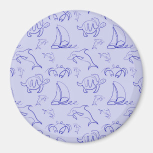 Aimant Motif d'une ligne d'animal marin et voilier