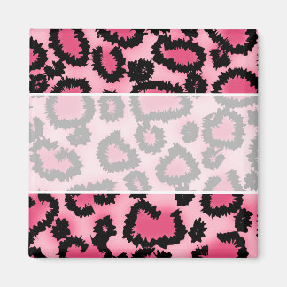 Aimant Motif Empreinte de léopard rose et noir.