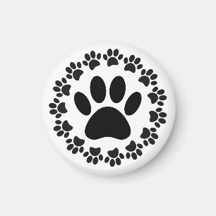 Aimant Motif Empreinte de patte de chien à cadre arrondi