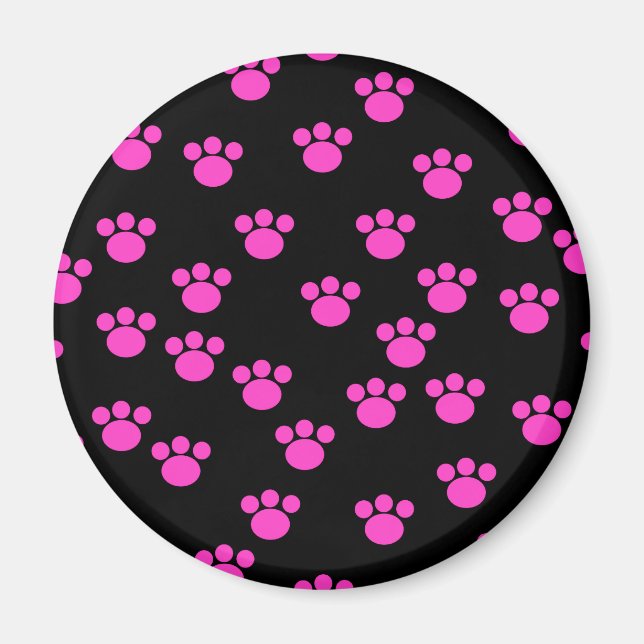 Aimant Motif Empreinte de patte rose et noir. (Devant)