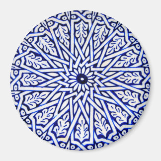 Aimant Motif en carreaux turcs bleu et blanc