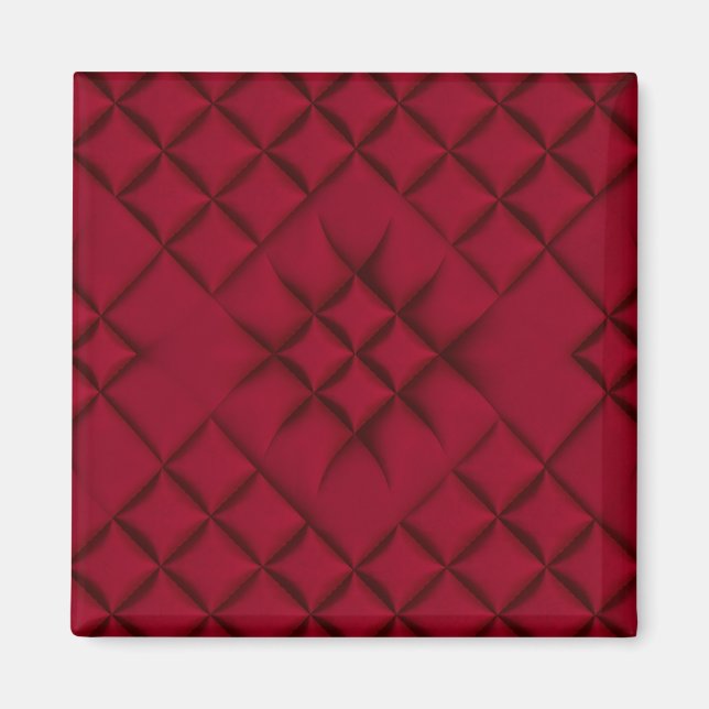 Aimant Motif en cuir matelassé rouge profond (Devant)