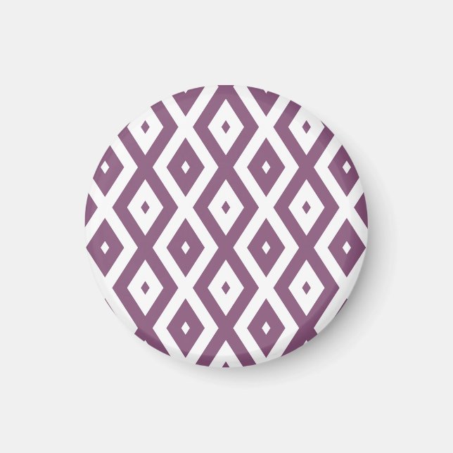 Aimant Motif en diamant blanc et mauve (Devant)