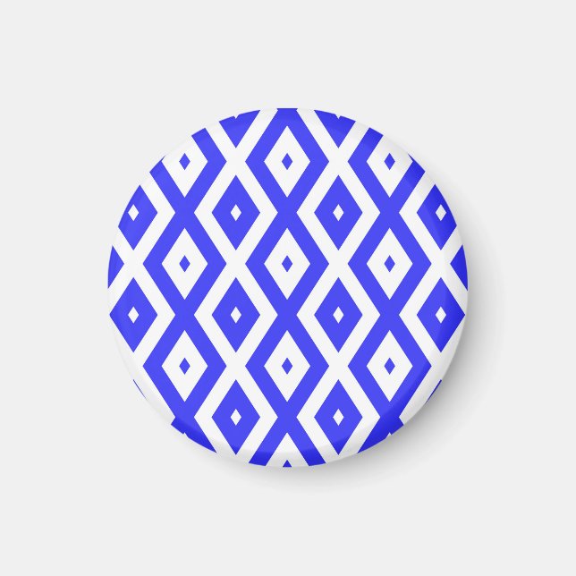 Aimant Motif en diamant bleu et blanc (Devant)