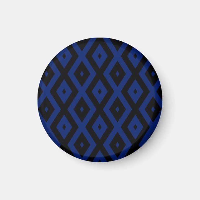 Aimant Motif en diamant bleu et noir (Devant)