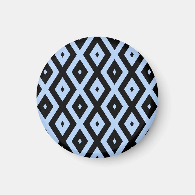 Aimant Motif en diamant bleu pâle et noir (Devant)