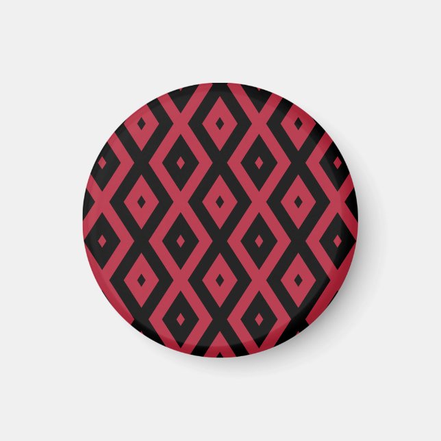 Aimant Motif en diamant rouge et noir (Devant)