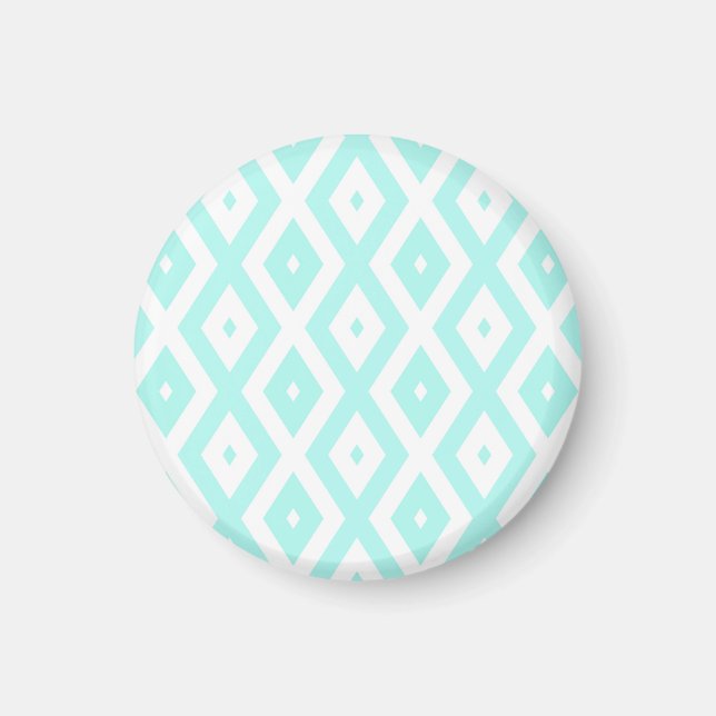 Aimant Motif en diamant Turquoise et blanc (Devant)