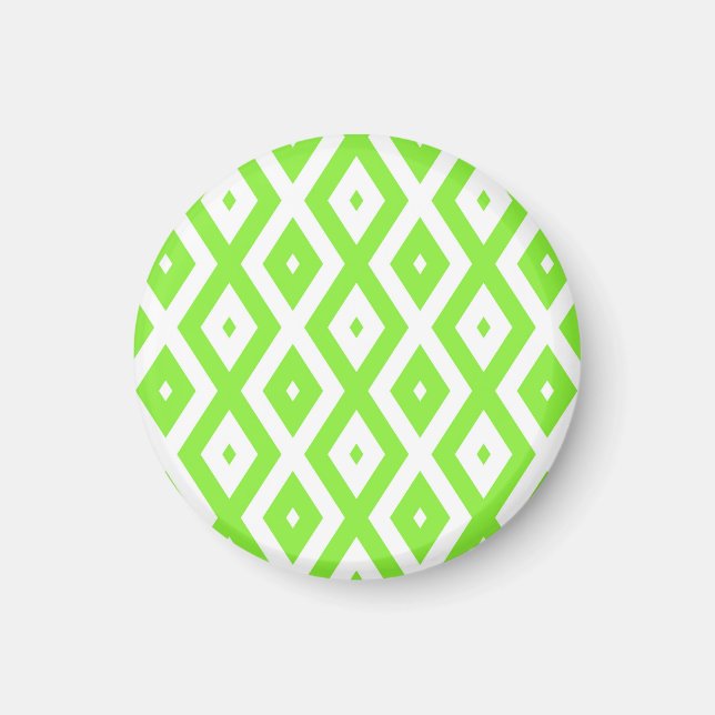 Aimant Motif en diamant vert et blanc (Devant)