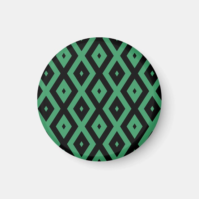 Aimant Motif en diamant vert et noir (Devant)
