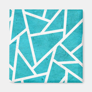 Aimant Motif en mosaïque bleu-vert et blanc